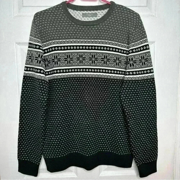 Denver  Hayes Sweater Crew Neck Grey/White/Black Size Medium - Picture 1 of 16